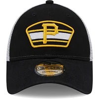 Men's New Era Black/White Pittsburgh Pirates Logo Patch 9FORTY Trucker Snapback Hat