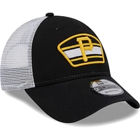 Men's New Era Black/White Pittsburgh Pirates Logo Patch 9FORTY Trucker Snapback Hat