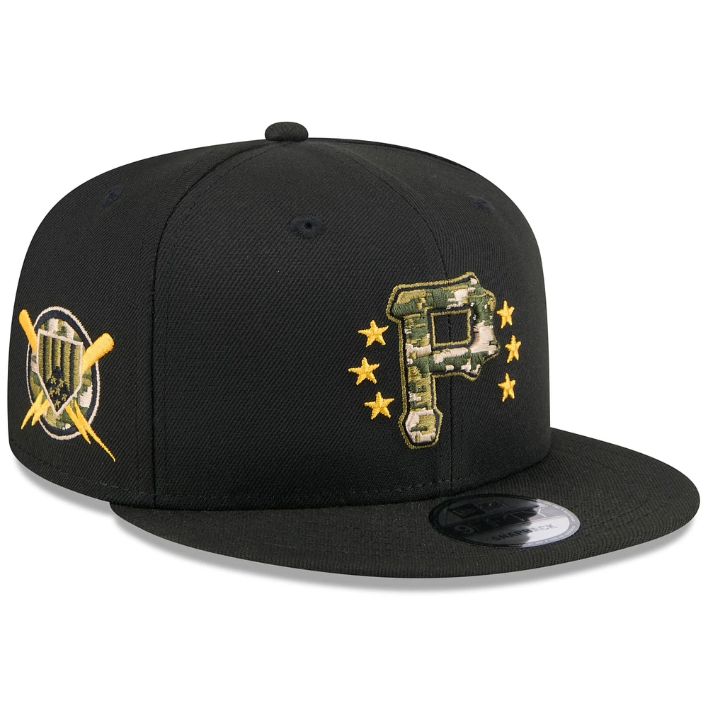 Casquette Snapback 9FIFTY pour la Journée des Forces armées 2024 des Pirates de Pittsburgh New Era noire pour hommes