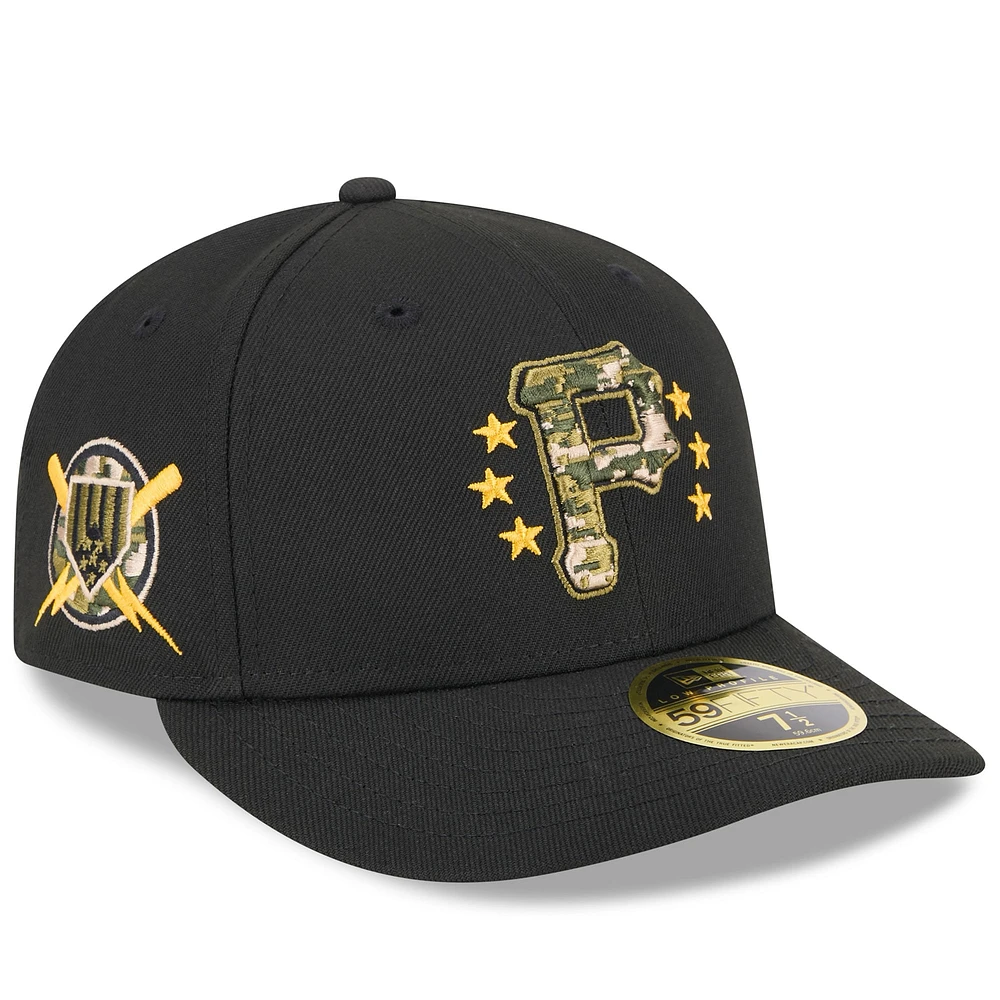 Casquette ajustée 59FIFTY à profil bas pour la Journée des Forces armées 2024 Pirates de Pittsburgh New Era noire hommes