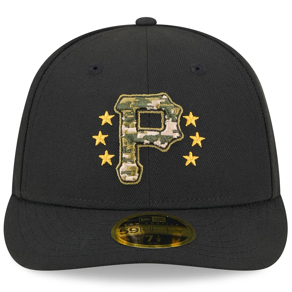 Casquette ajustée 59FIFTY à profil bas pour la Journée des Forces armées 2024 Pirates de Pittsburgh New Era noire hommes