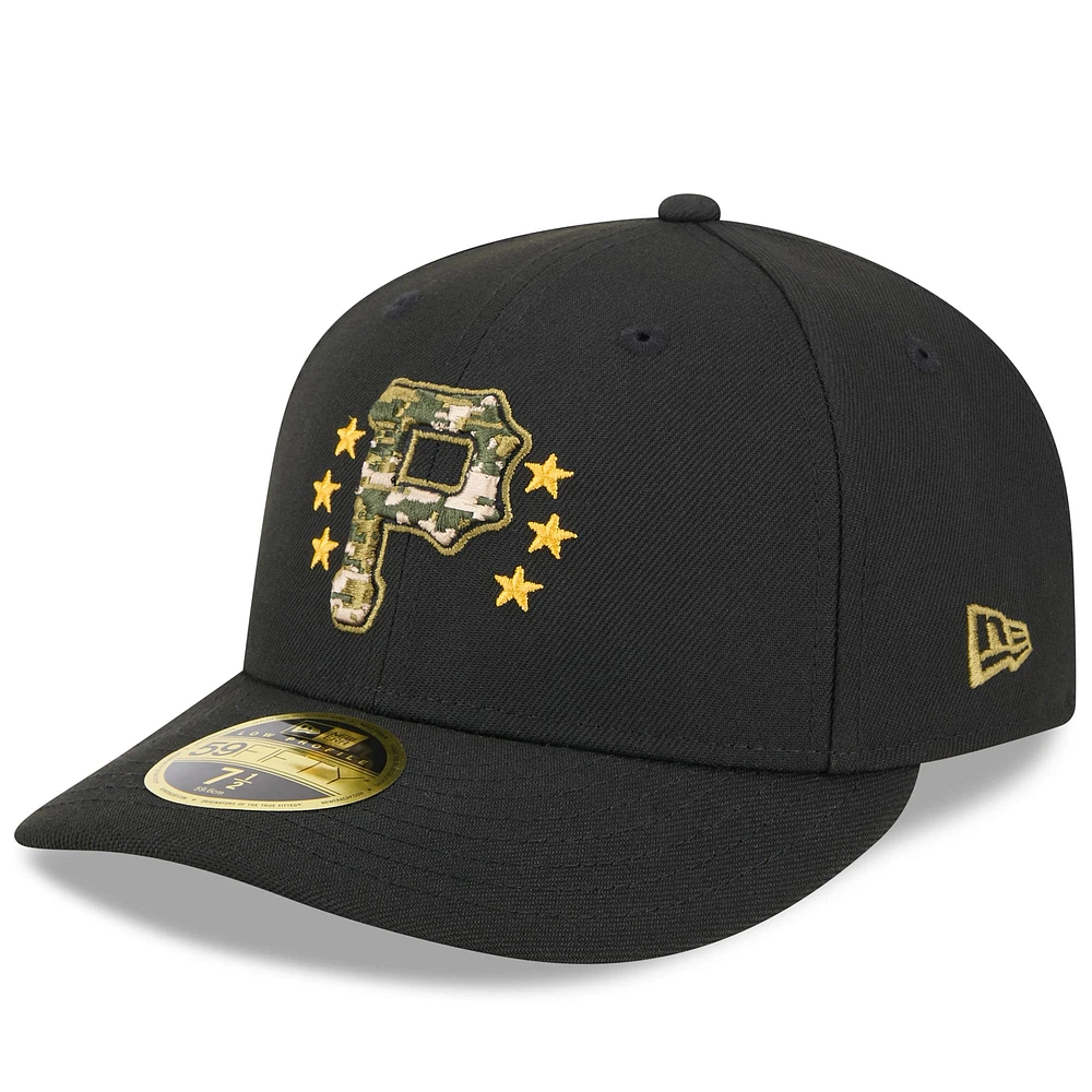 Casquette ajustée 59FIFTY à profil bas pour la Journée des Forces armées 2024 Pirates de Pittsburgh New Era noire hommes