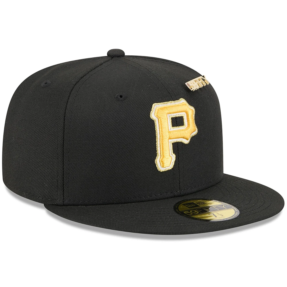 Casquette ajustée 59FIFTY Day 2025 noire des Pirates de Pittsburgh pour homme New Era avec épingles