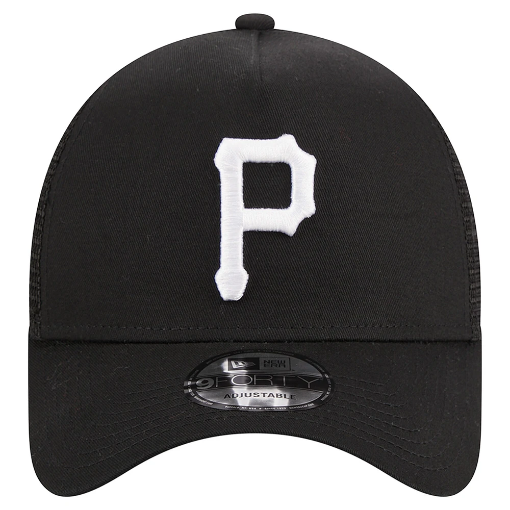 Casquette réglable noire A-Frame 9FORTY Trucker des Pirates de Pittsburgh New Era pour hommes