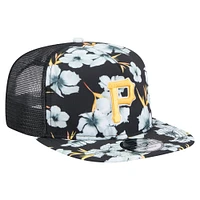 Men's New Era Black Pittsburgh Pirates Adventure Pattern Golfer Trucker Snapback Hat