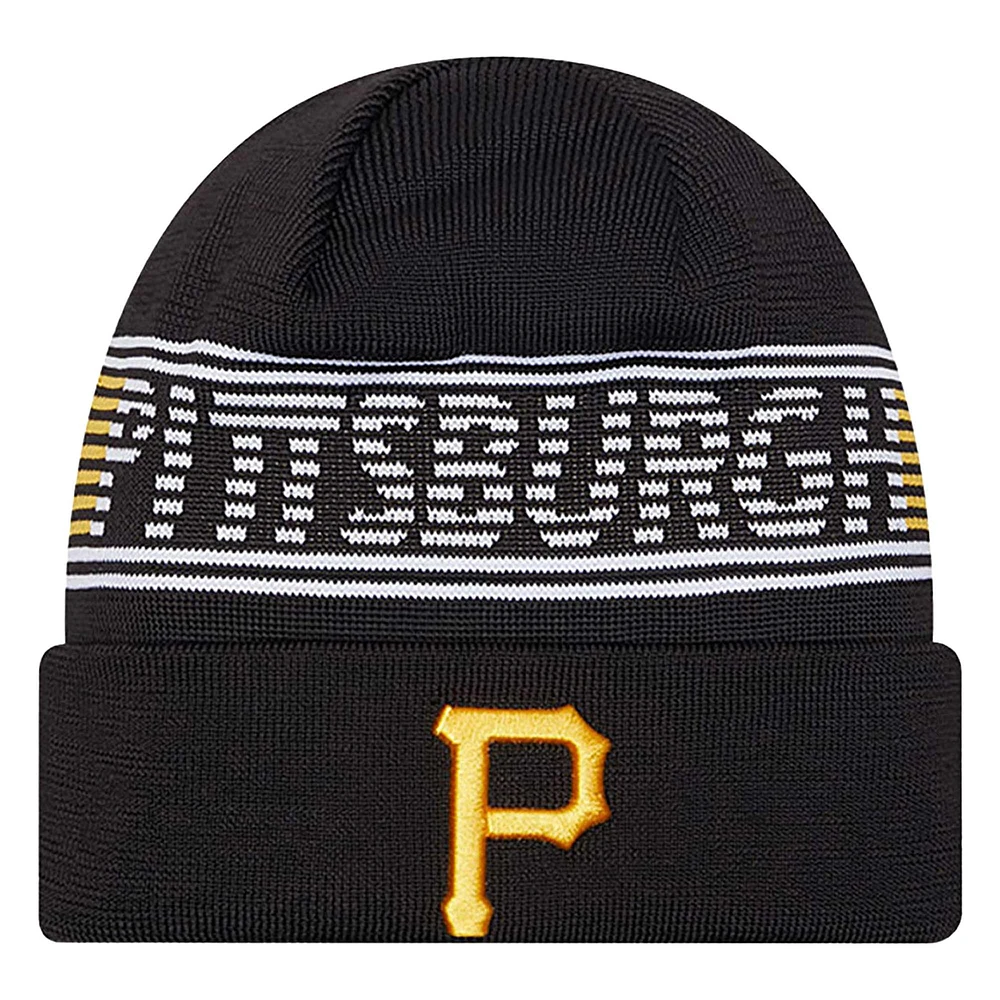 Bonnet en tricot à revers pour homme de la collection authentique des Pirates de Pittsburgh de New Era, noir