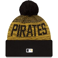 Bonnet en tricot à revers sport avec pompon pour homme New Era Pittsburgh Pirates Authentic Collection, noir