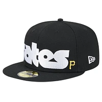 Men's New Era Black Pittsburgh Pirates Checkered Undervisor 59FIFTY Fitted Hat