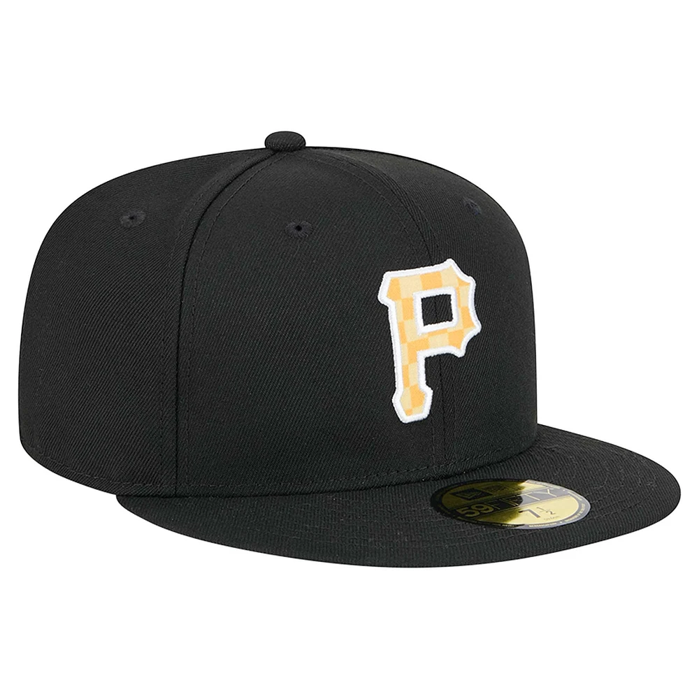 Casquette ajustée 59FIFTY à carreaux pour homme des Pirates de Pittsburgh New Era noire