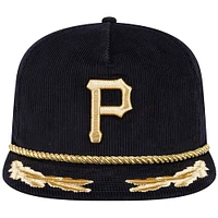 Casquette réglable de golfeur en filigrane en velours côtelé noir Pittsburgh Pirates New Era pour hommes