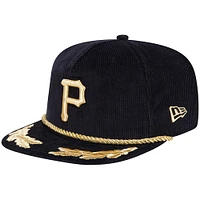 Casquette réglable de golfeur en filigrane en velours côtelé noir Pittsburgh Pirates New Era pour hommes