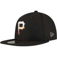 Casquette ajustée 59FIFTY noire pour homme des Pirates de Pittsburgh avec patch latéral dégradé Dune New Era