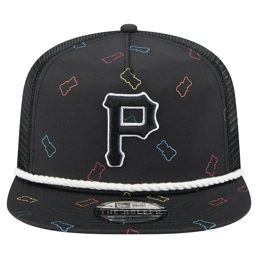 Casquette snapback noire New Era pour homme, motif Gummy Golfer des Pirates de Pittsburgh
