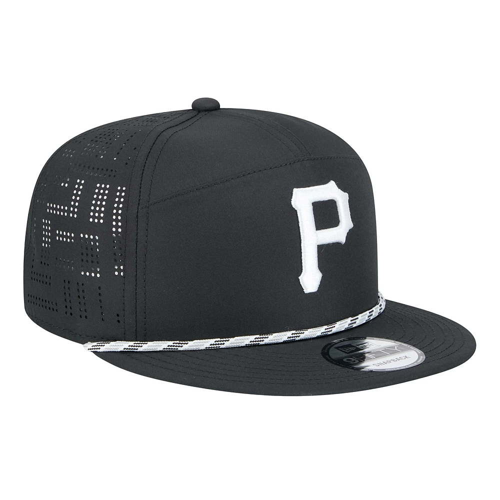 Casquette Snapback 9FIFTY découpée au laser noire des Pirates de Pittsburgh de New Era pour homme