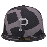 Casquette ajustée noire avec logo Fracture 59FIFTY des Pirates de Pittsburgh New Era pour hommes