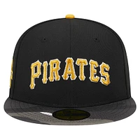 Men's New Era Black Pittsburgh Pirates Metallic Camo 59FIFTY Fitted Hat