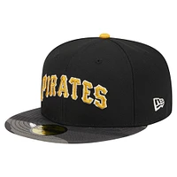 Men's New Era Black Pittsburgh Pirates Metallic Camo 59FIFTY Fitted Hat