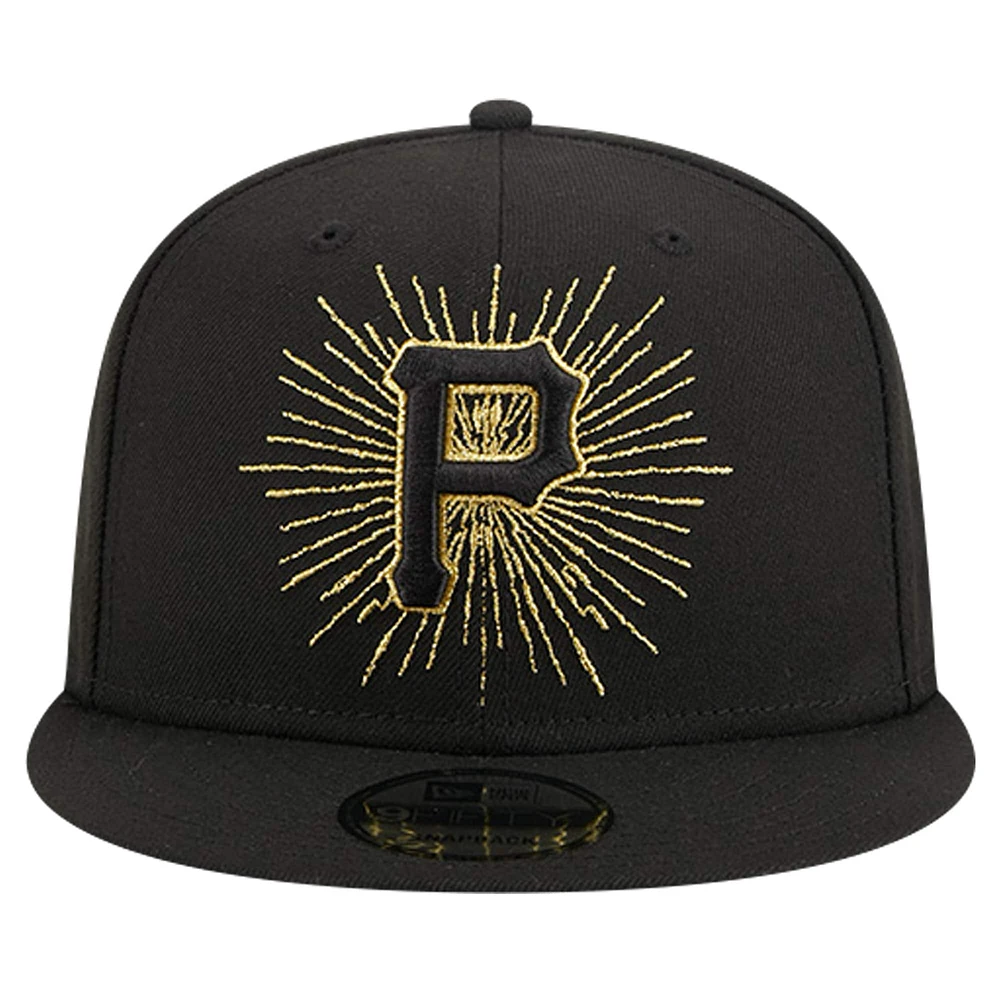 Men's New Era Black Pittsburgh Pirates Metallic Logo 9FIFTY Snapback Hat