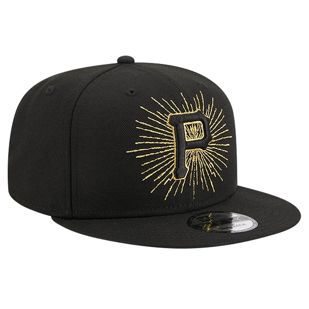 Men's New Era Black Pittsburgh Pirates Metallic Logo 9FIFTY Snapback Hat