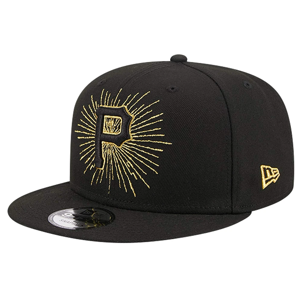 Men's New Era Black Pittsburgh Pirates Metallic Logo 9FIFTY Snapback Hat