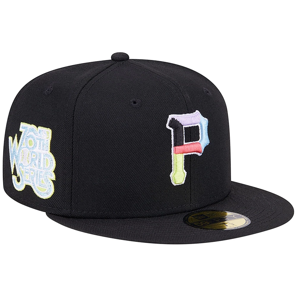 Men's New Era Black Pittsburgh Pirates Multi-Color Pack 59FIFTY Fitted Hat