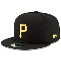 Casquette ajustée 59FIFTY du Temple de la renommée baseball national des Pirates Pittsburgh New Era pour hommes, noire