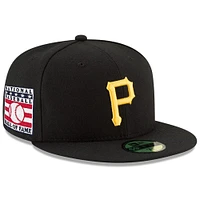 Casquette ajustée 59FIFTY du Temple de la renommée baseball national des Pirates Pittsburgh New Era pour hommes, noire