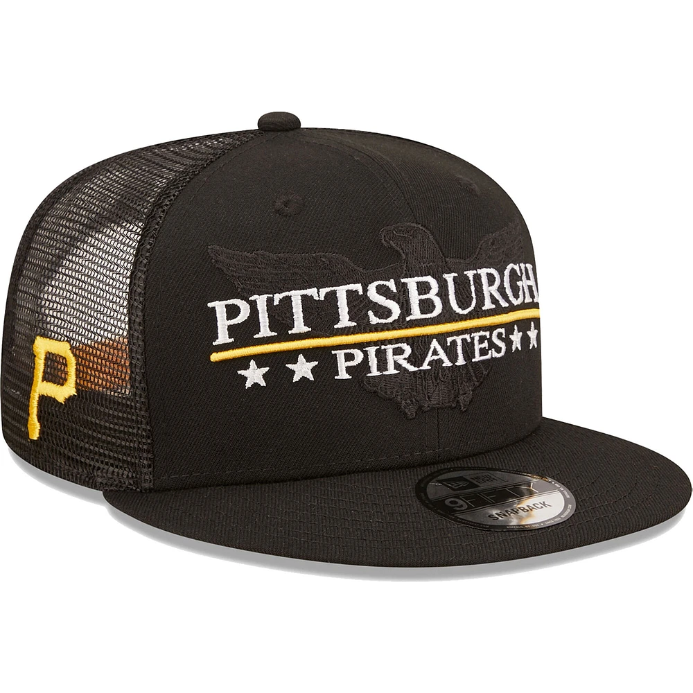 Casquette Snapback 9FIFTY Pittsburgh Pirates Patriot Trucker noire New Era pour homme