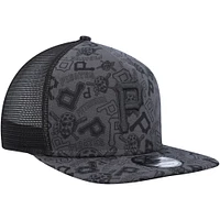 Men's New Era Black Pittsburgh Pirates Repeat A-Frame 9FIFTY Trucker Snapback Hat