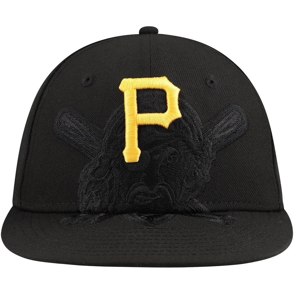 Men's New Era Black Pittsburgh Pirates Shadow Logo 59FIFTY Fitted Hat