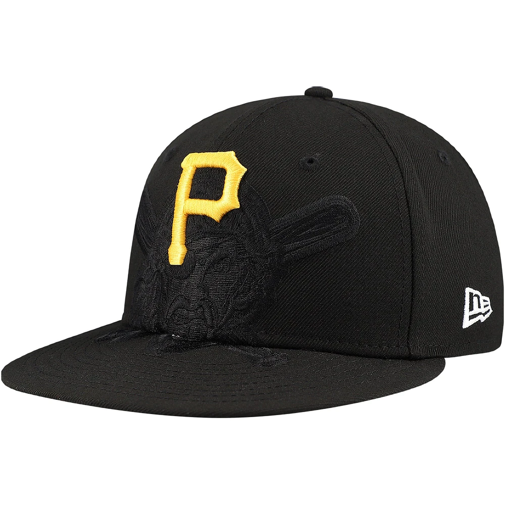 Casquette ajustée 59FIFTY noire avec logo ombre des Pirates de Pittsburgh New Era pour hommes