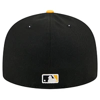 Men's New Era Black Pittsburgh Pirates Shadow Stitch 59FIFTY Fitted Hat