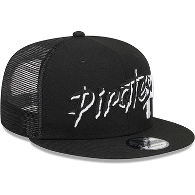 Men's New Era Black Pittsburgh Pirates Street Trucker 9FIFTY Snapback Hat