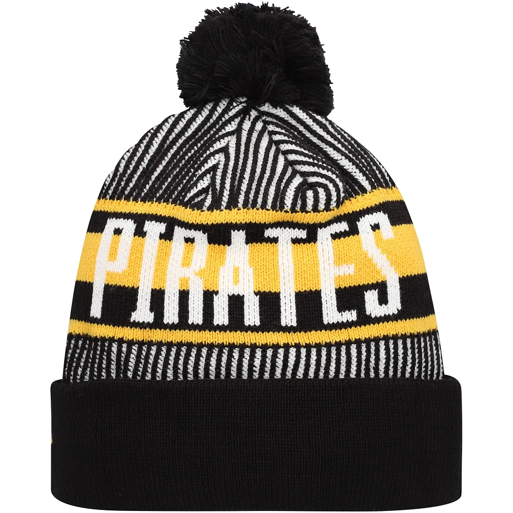 NWE PIRATE NOIR MLB NWE MANCHETTE À RAYURES POM BONNET EN TRICOT