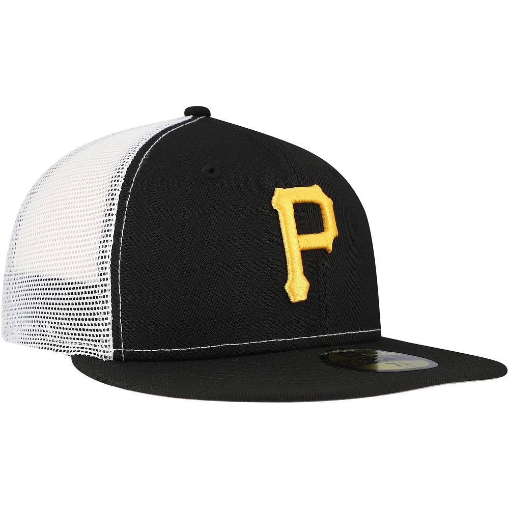 Casquette ajustée 59FIFTY Trucker noire des Pirates de Pittsburgh pour homme New Era