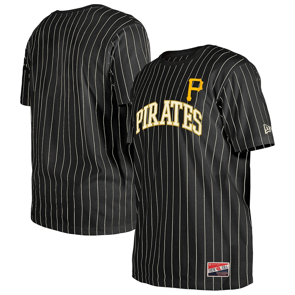 Men's New Era Black Pittsburgh Pirates Throwback Pinstripe T-Shirt