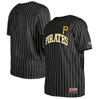 Men's New Era Black Pittsburgh Pirates Throwback Pinstripe T-Shirt