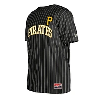 Men's New Era Black Pittsburgh Pirates Throwback Pinstripe T-Shirt