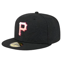 Men's New Era Black Pittsburgh Pirates Tonal Koi 59FIFTY Fitted Hat