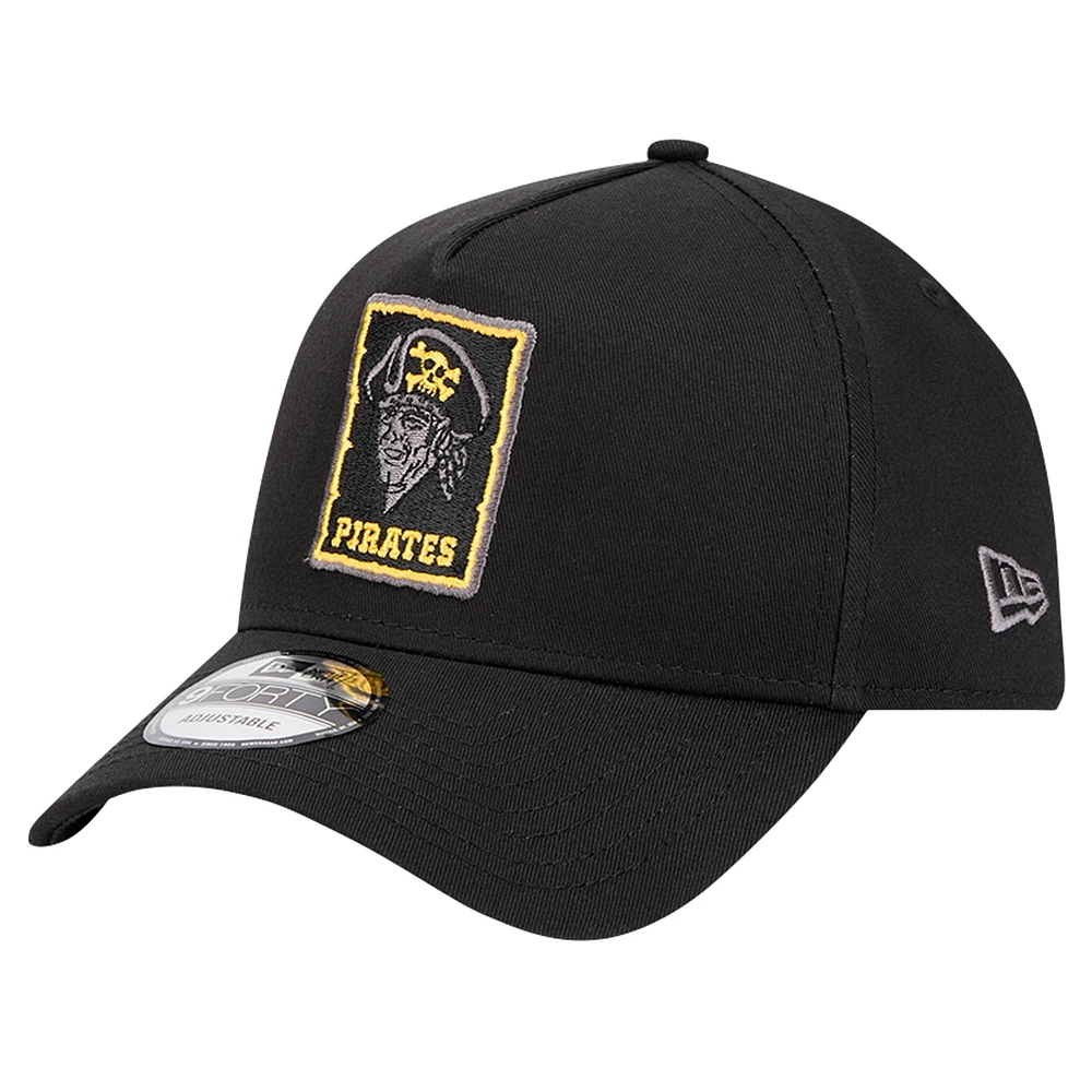 Casquette réglable ton sur ton Pop 9FORTY A-Frame Pittsburgh Pirates New Era noire pour hommes