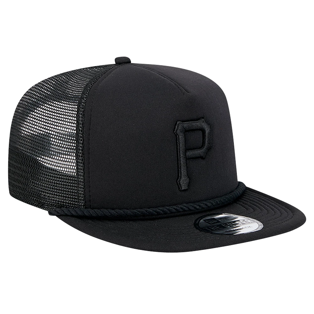 Casquette de golf à visière snapback en maille tonique Pittsburgh Pirates New Era noire pour homme