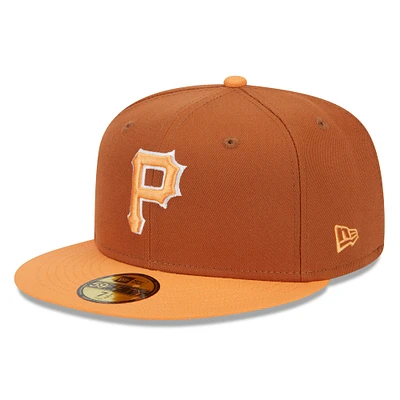 Men's New Era Brown/Orange Pittsburgh Pirates Spring Color Basic Two-Tone 59FIFTY Fitted Hat