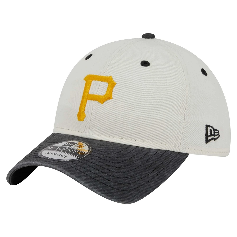 Casquette ajustable classique Sidescript 9TWENTY des Pirates de Pittsburgh de New Era pour homme, couleur crème/noir