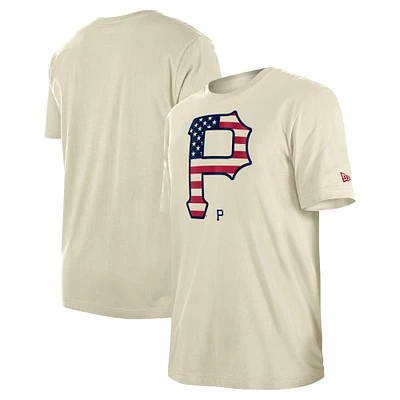 Men's New Era Cream Pittsburgh Pirates Americana Flag Fill T-Shirt