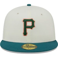 Men's New Era Cream Pittsburgh Pirates Chrome 59FIFTY Fitted Hat