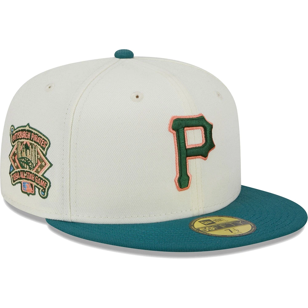 Men's New Era Cream Pittsburgh Pirates Chrome 59FIFTY Fitted Hat