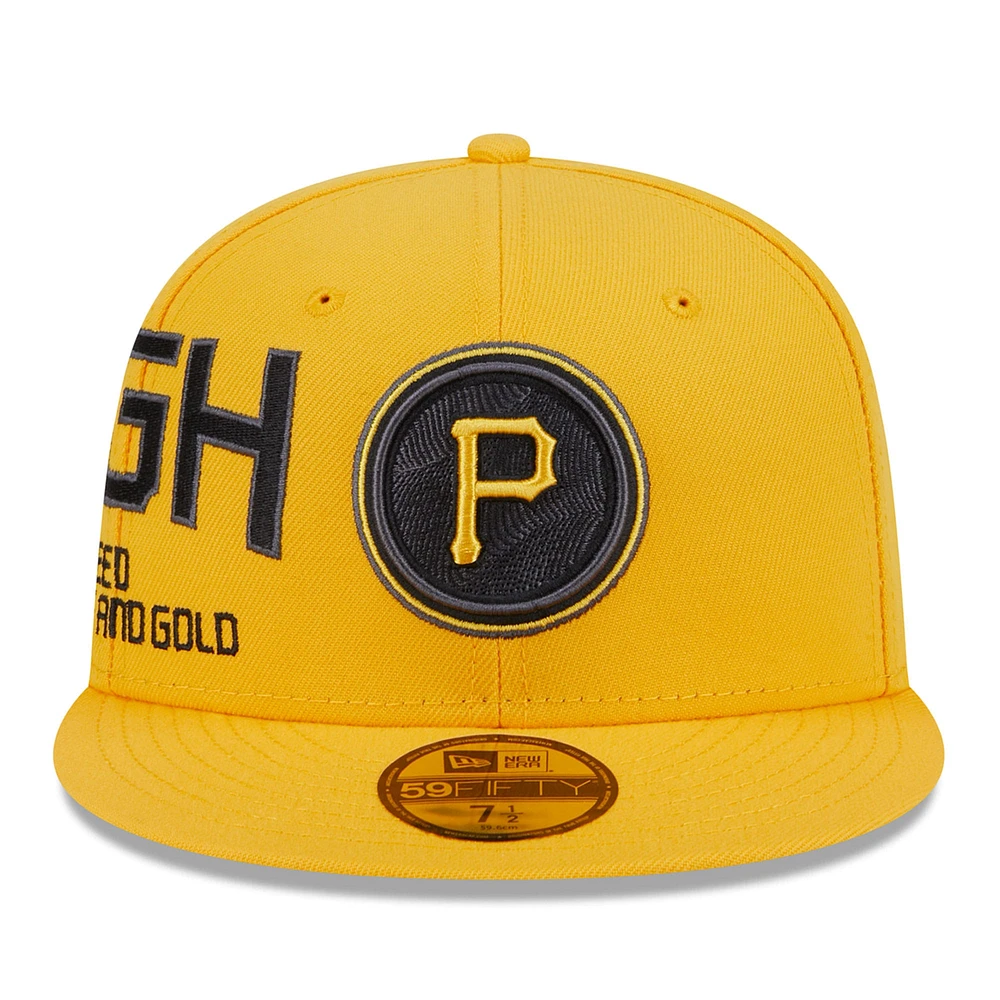 Casquette ajustée 59FIFTY City Connect Icon des Pittsburgh Pirates New Era dorée pour hommes