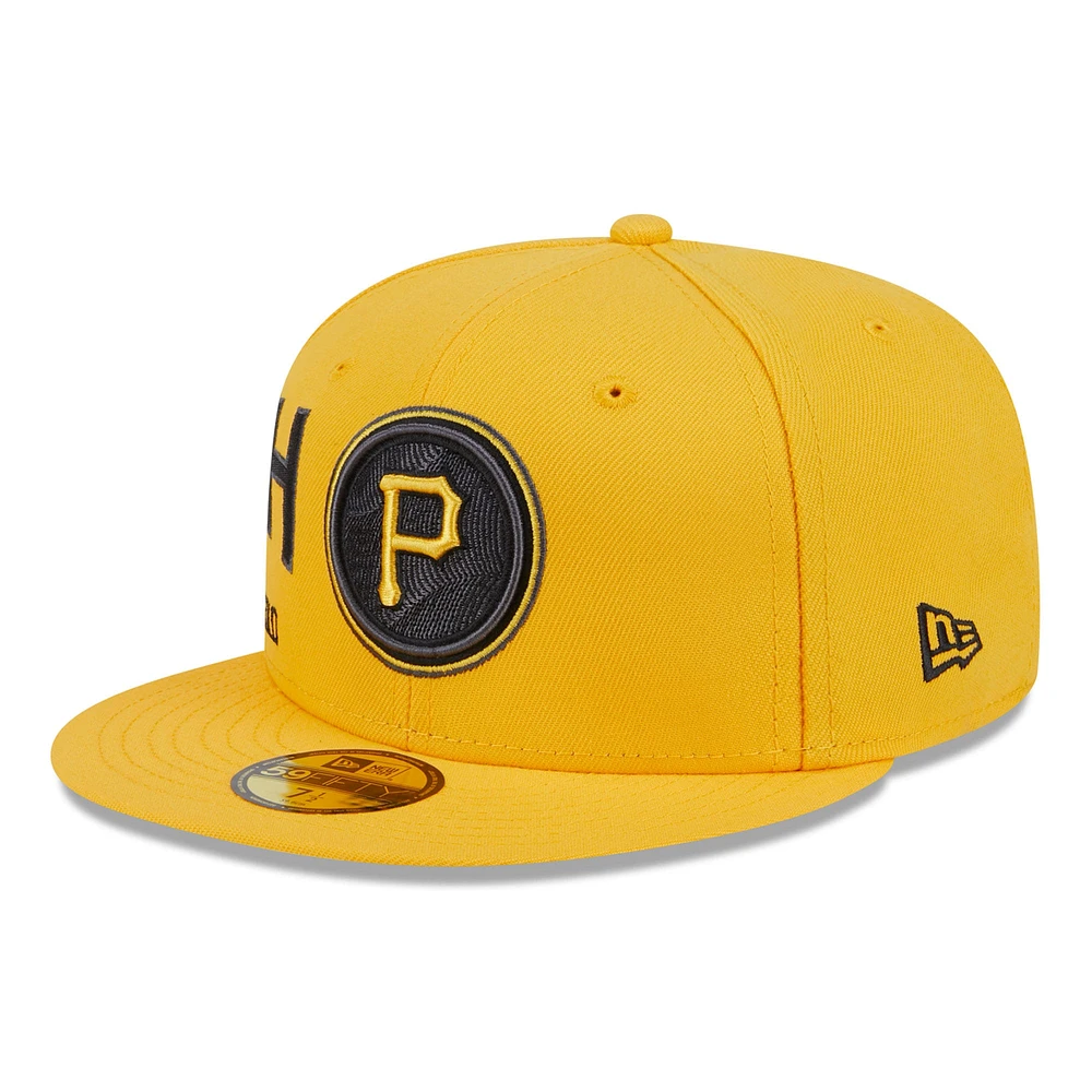 Casquette ajustée 59FIFTY City Connect Icon des Pittsburgh Pirates New Era dorée pour hommes