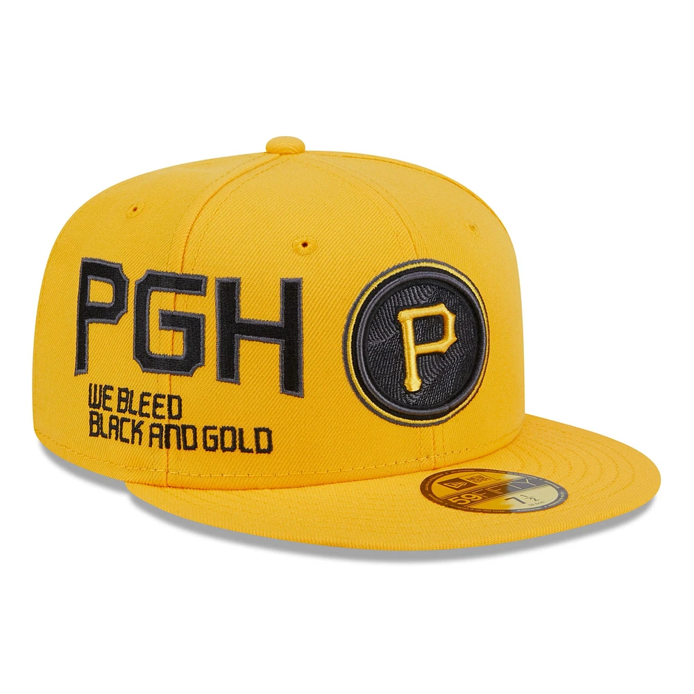 Casquette ajustée 59FIFTY City Connect Icon des Pittsburgh Pirates New Era dorée pour hommes