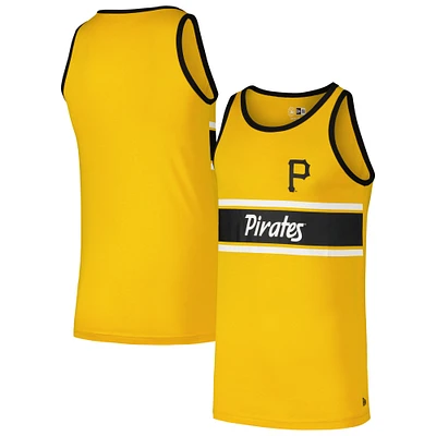 Men's New Era Gold Pittsburgh Pirates Jersey Ringer Tank Top